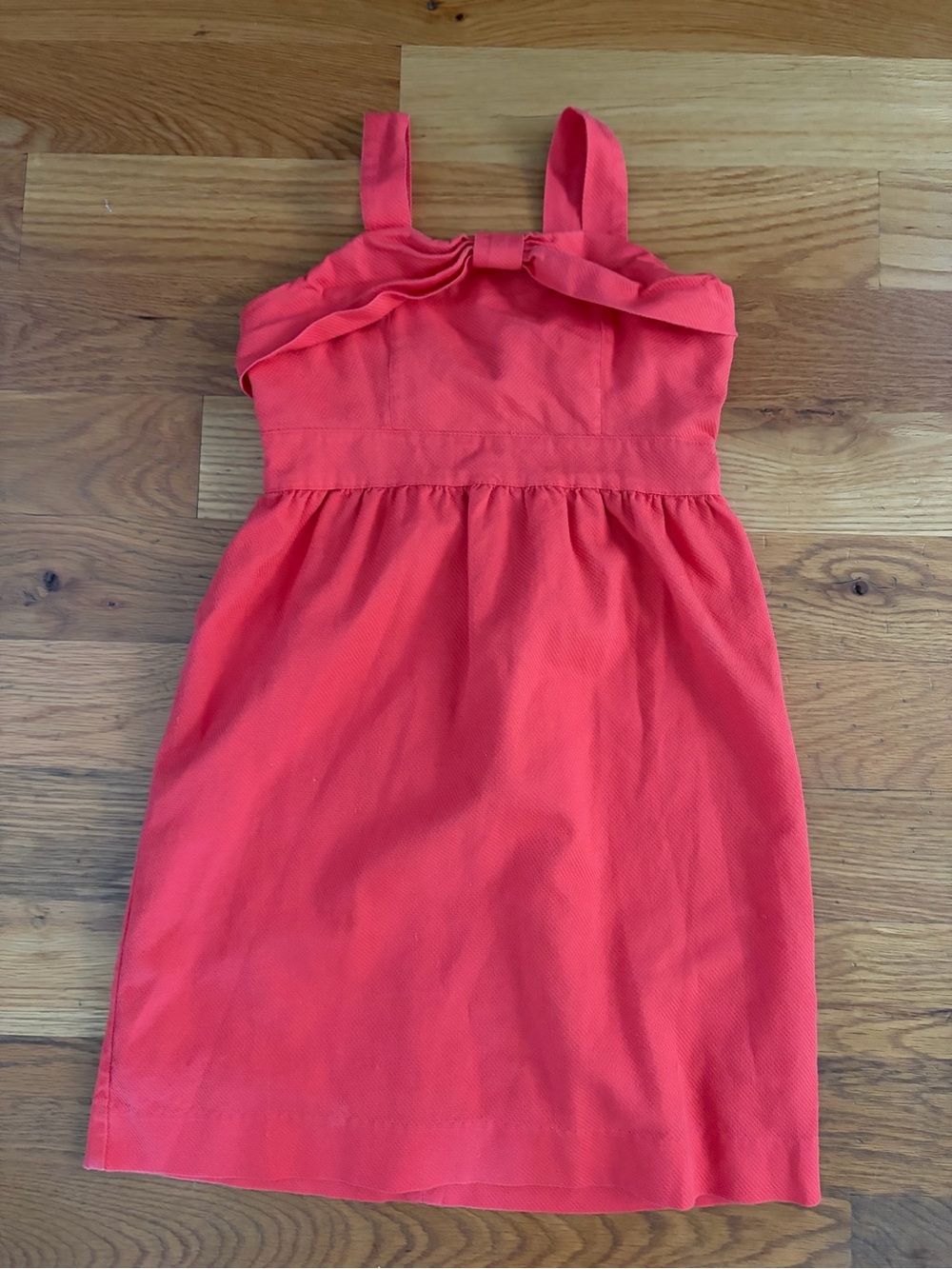 Girls Coral Sleeveless Bow-Trim Dress